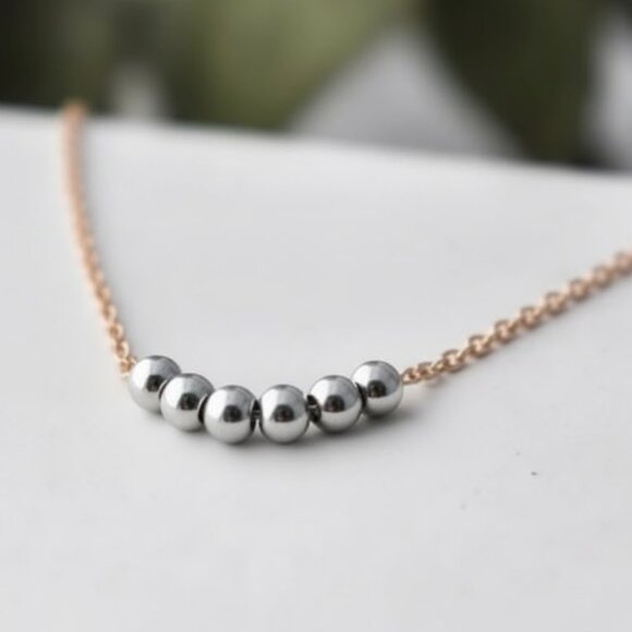 Pease Jewelry Silver and Rose Gold Necklace - Choker length - Picture 1 of 2